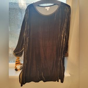 JJill Rayon and Silk Velvet Boatneck Tunic Sz 2x deep olive